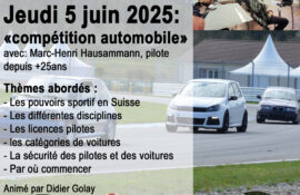 Date à définir – Conférence “initiatique” sur la compétition automobile – Souper